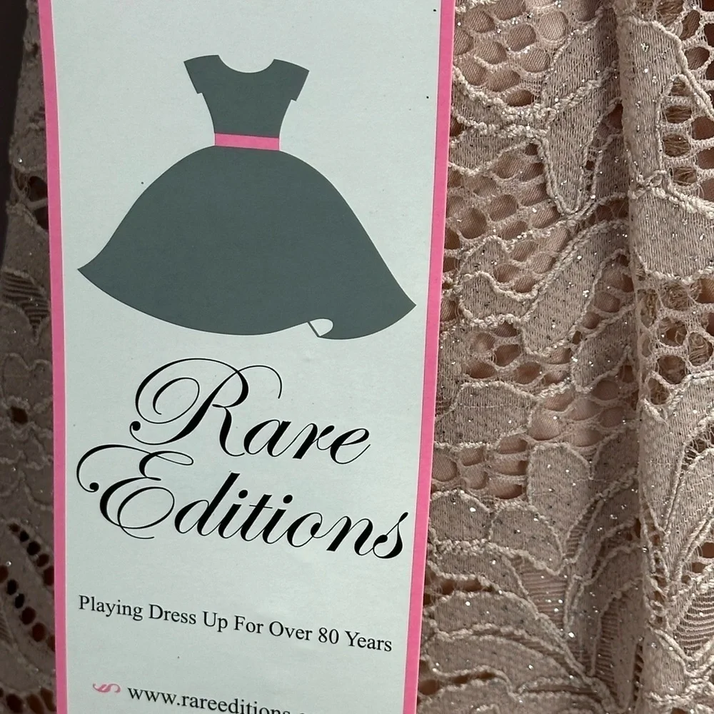 Rare Editions Girls Long Sleeve Lace Glitter Dress - Pink Mauve - size 6X
